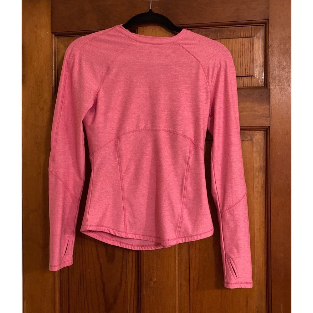Spyder Womens XS Pink Heathered Long Sleeve Active Top Thumbhole Fleece Lining